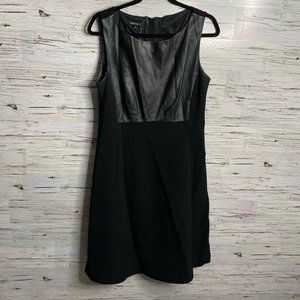 Lafayette 148 black dress midi size 8 virgin wool leather